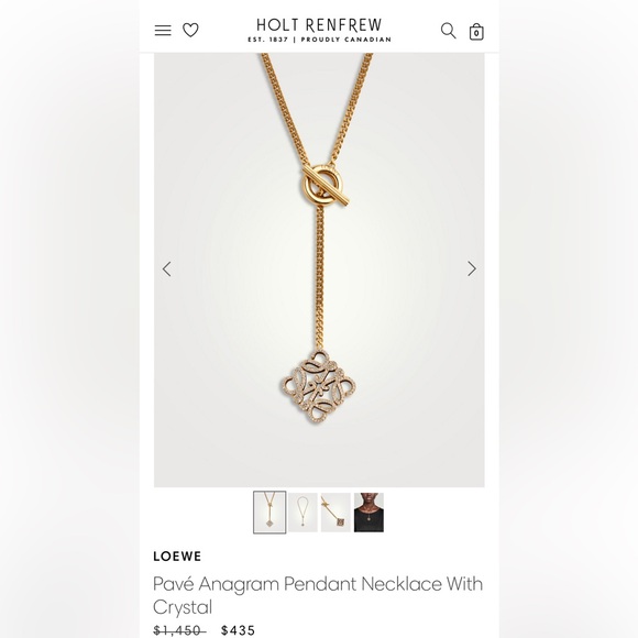 Loewe Gold Pavé Anagram Pendant Necklace - Picture 4 of 9